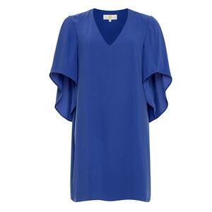Anna Cate‎ Meredith Crepe Shift Dress Womens S Dazzling Blue Flutter Sleeve